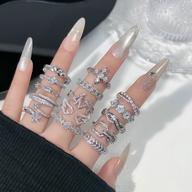 Seirios-Rhinestone Open Ring