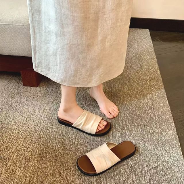 FRAISO-Canvas Flat Slide Sandals
