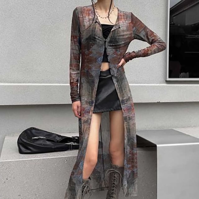 Ukiyo-Long-Sleeve Tie Dye Midi Tee