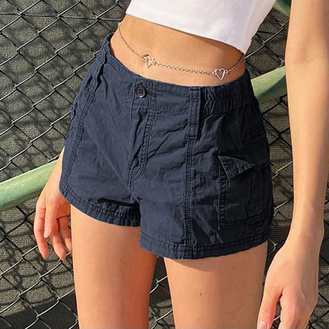 Allinya-Low Rise Plain Cargo Shorts