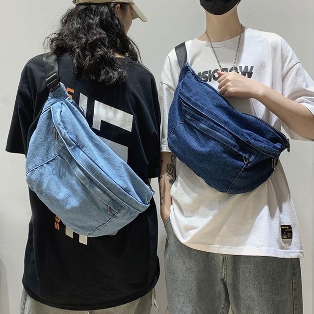Melois-Denim Zip Belt Bag