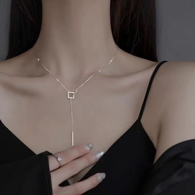 Toinianimos-Square Sterling Silver Lariat Choker