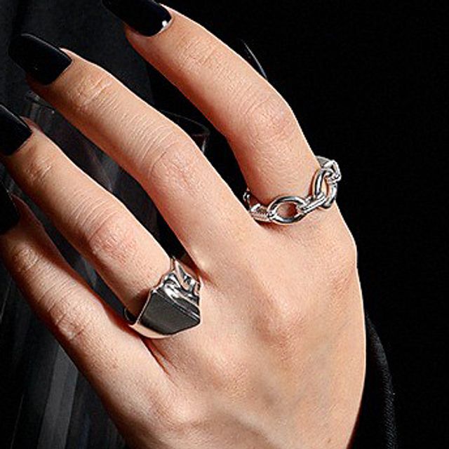 Phoenoa-Chained Sterling Silver Open Ring