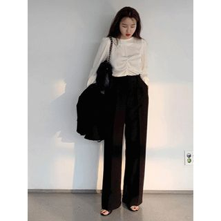 flat front wide leg pants