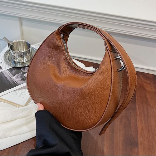 Faux Leather Round Shoulder Bag