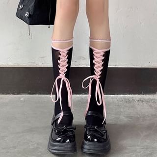 Desperim-Lace-Up Tall Socks