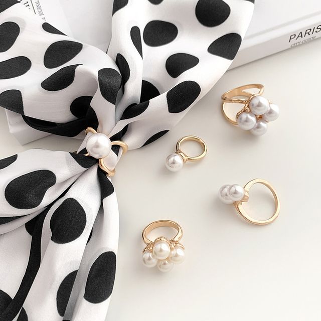 Frior-Faux Pearl Alloy Scarf Ring various designs