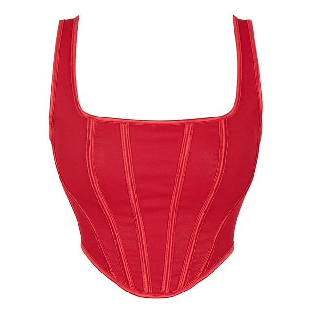 Lady Citrus-Sleeveless Square Neck Corset Top