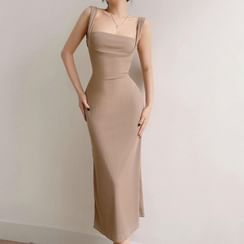 Korean Summer Lace Sheer Midi Dress Elegant And Sexy Sleeveless