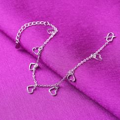 Forainer - 925 Sterling Silver Heart Bracelet / Anklet Forainer - 925 Sterling Silver Heart Bracelet / Anklet