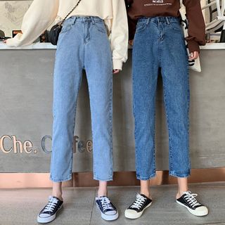 cut off straight leg jeans
