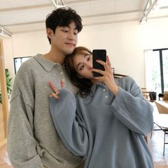PINPI - Couple Matching Long-Sleeve Knitted Polo Shirt PINPI - Couple Matching Long-Sleeve Knitted Polo Shirt