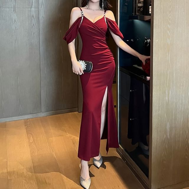formal dresses with cold shoulder sleeves May Queen RQ8198 main image 0