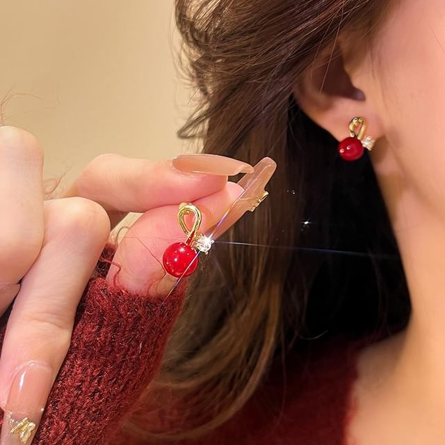Kiren-Rhinestone Bead Alloy Stud Earring
