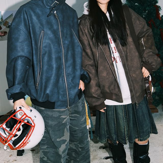 JUN-LEE-Couple Matching Hooded Tie Dye Zip-Up Jacket
