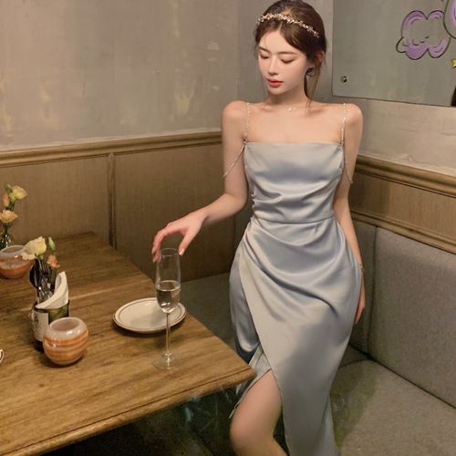 yuxi strappy glitter sheath party dress Ailani Lace-Up Back Maxi Dress Sparkle Black main image 1