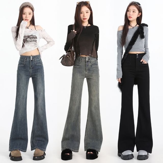 Denimot-High Rise Flared Jeans Various Designs