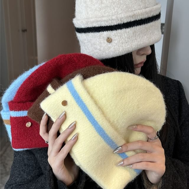 Porstina-Striped Knit Beanie