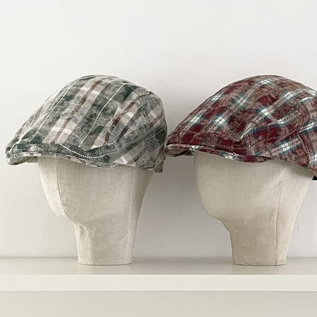 4-4 STUDIO-Plaid Flat Cap