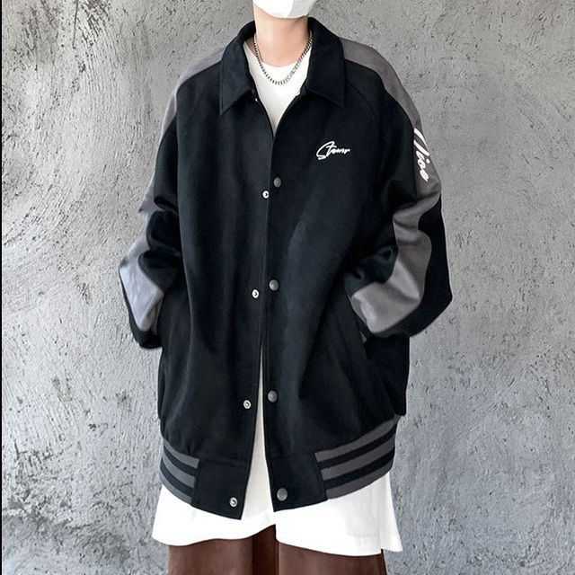 Hushgrain LongSleeve Color Block Baseball Jacket YesStyle