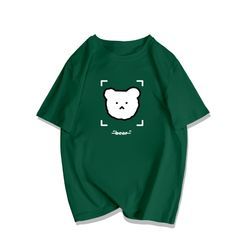 Cloud Nine - Elbow-Sleeve Bear Print T-Shirt