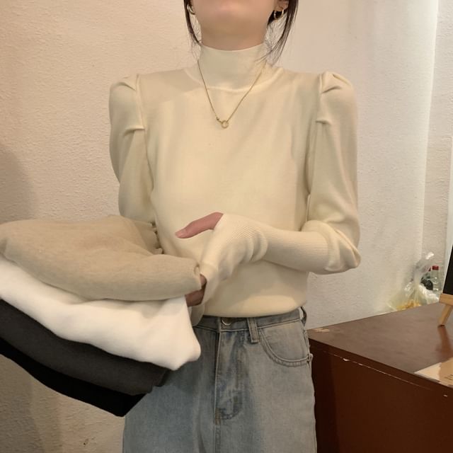 Dragan Pulse-Mock Neck Plain Sweater
