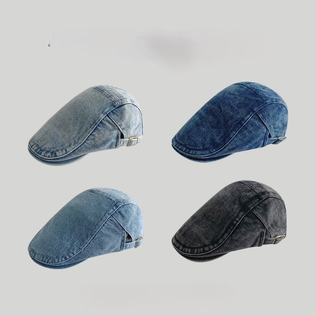 Frior-Washed Denim Flat Cap