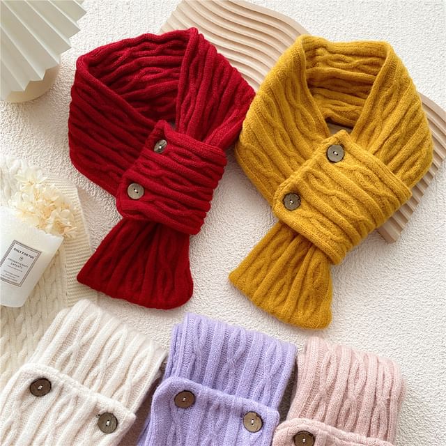 Frior-Plain Cable-Knit Scarf