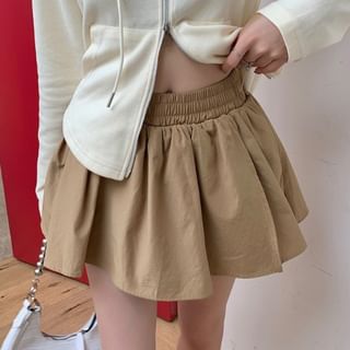 PINPI-Elastic Waist Plain Skorts