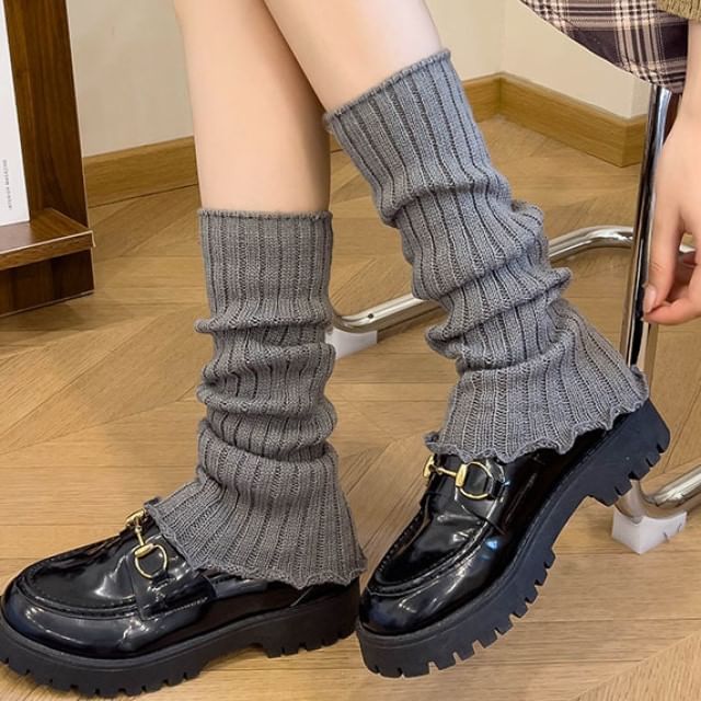 MOGLA-Plain Ribbed Knit Leg Warmer
