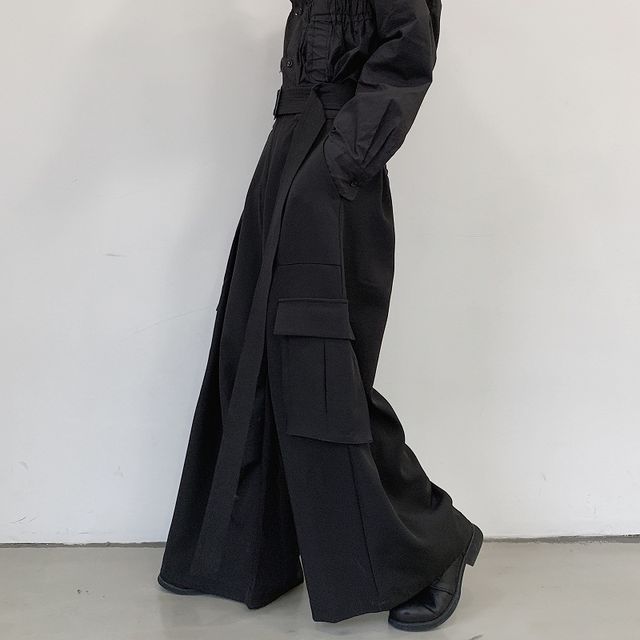 VEAZ-Pocket Detail Wide-Leg Pants
