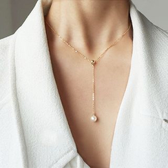 Scoria - Faux Pearl Drop Necklace Scoria - Faux Pearl Drop Necklace