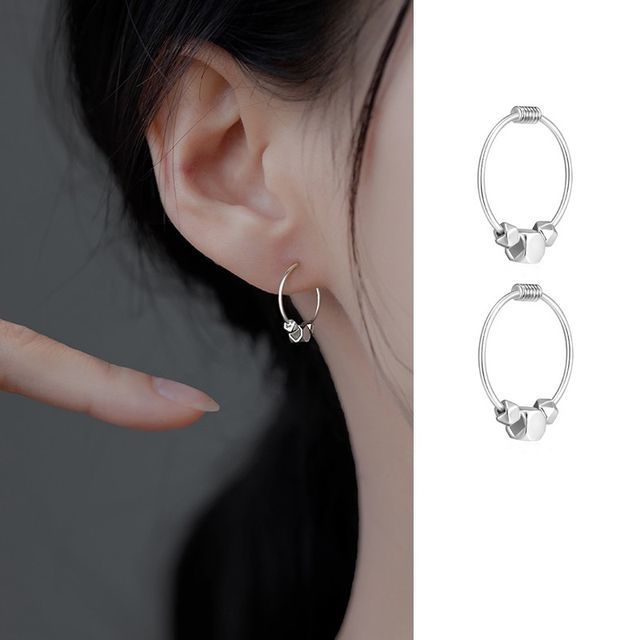 Dashiro-Bead Sterling Silver Hoop Earring