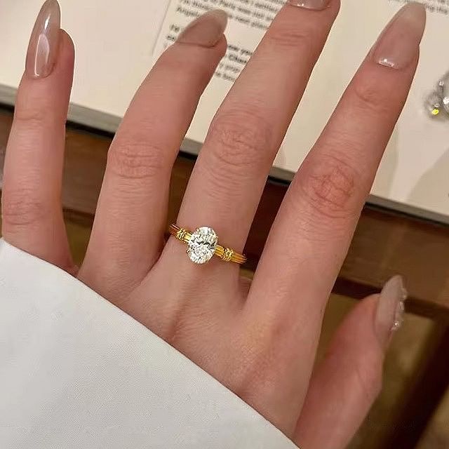 A-ROCH-S925 Sterling Silver Rhinestone Open Ring