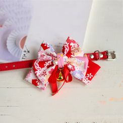 Meow Six - Floral Print Bow Pet Collar Meow Six - Floral Print Bow Pet Collar