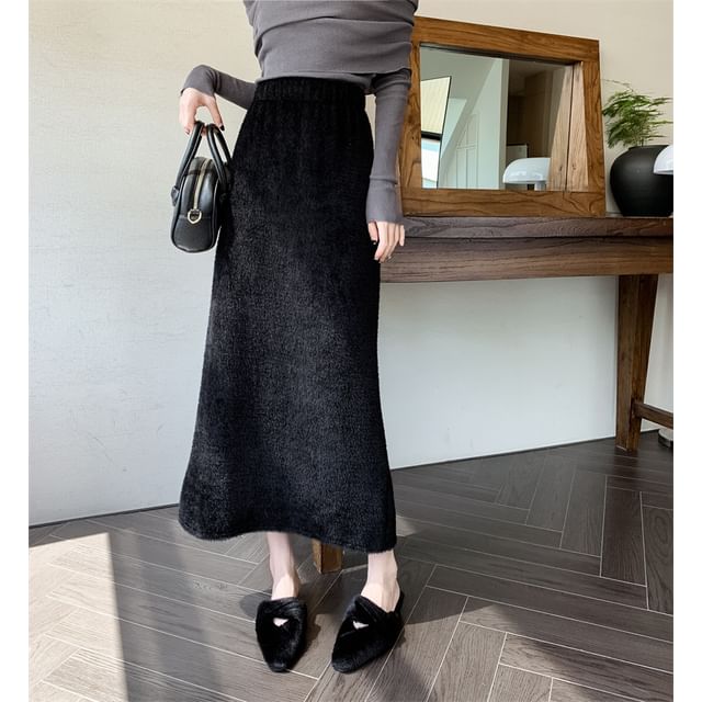 Juuri-High Rise Plain Midi A-Line Skirt