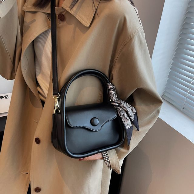 Sonicevz Plain Faux Leather Crossbody Bag YesStyle