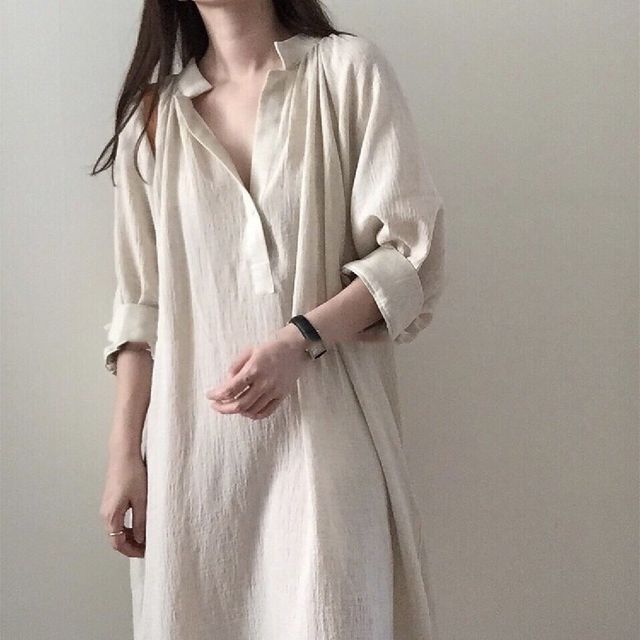 Inchioh - Long-Sleeve Linen Shirt Dress | YesStyle Inchioh - Long-Sleeve Linen Shirt Dress | YesStyle