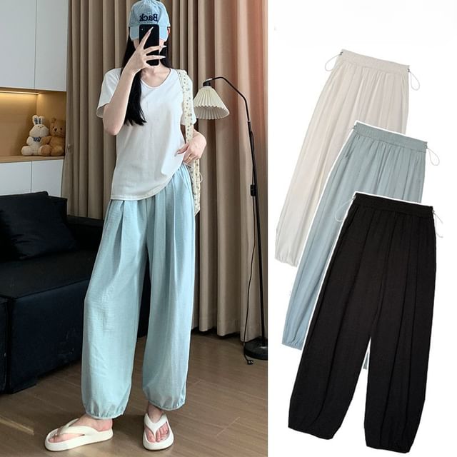 NEUF-Maternity Drawstring Waist Plain Cropped Harem Pants