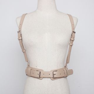 ASOS DESIGN body harness in beige faux leather with mini bag