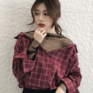 plaid mesh top