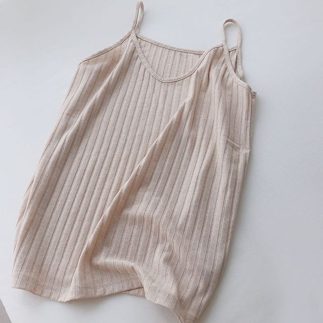 Faiar-V-Neck Plain Ribbed Knit Camisole Top