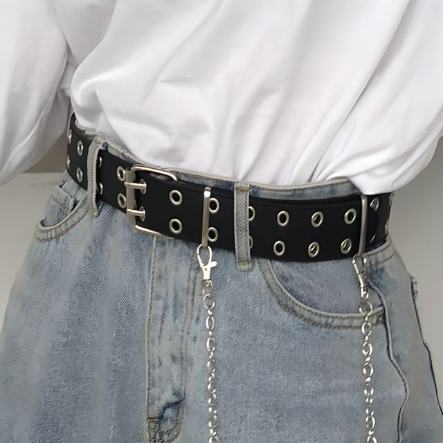 CIMAO - Faux Leather Chained Belt | YesStyle