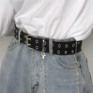 CIMAO Faux Leather Chained Belt