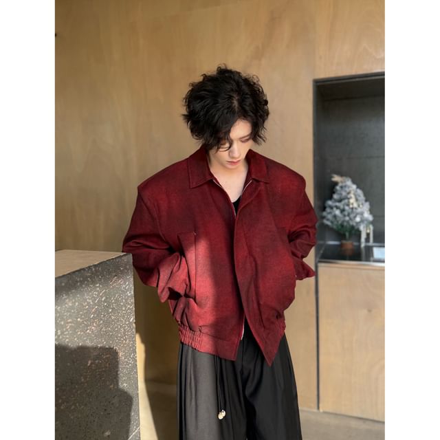 ravewider-Tie Dye Shoulder-Padded Zip Jacket
