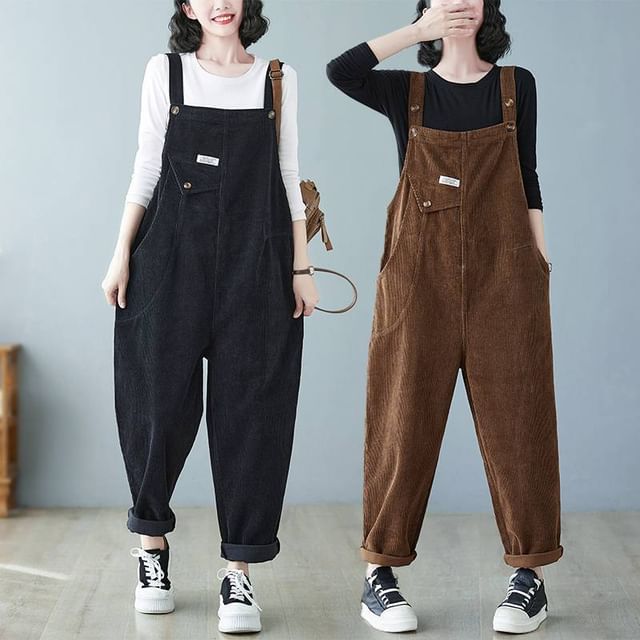 Lewwe-Corduroy Loose Fit Jumpsuit