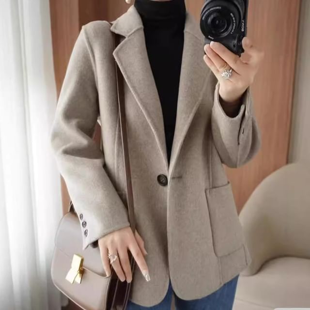 Jeonseon-One Buttoned Plain Blazer