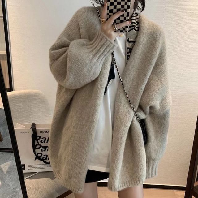 INEN-Open Front Plain Cardigan