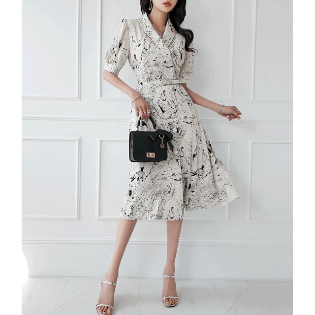 GUMZZI PaintSplatter Wrap Shirtdress YesStyle