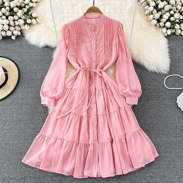 open lace back dress Girl's Tickle Me Dress in Pink Size 10